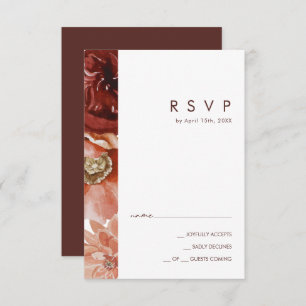 Marsala Autumn Floral   Witte RSVP-kaart RSVP Kaartje