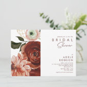 Marsala Autumn Floral | Witte Vrijgezellenfeest Kaart (Staand voorkant)