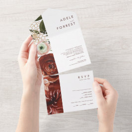 Marsala Autumn Floral | Witte zegels en verzenden All In One Uitnodiging