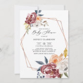 Marsala Autumn Flowers Geometric Baby shower Kaart (Voorkant)