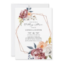 Marsala Autumn Flowers Geometric Wedding Shower