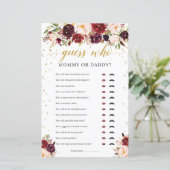 Marsala-baby shower- of papaverspel (Staand voorkant)