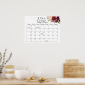 Marsala Baby Shower Raad Verwachte Datum Kalender Poster (Keuken)