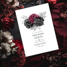 Marsala, Black en Silver Floral Wedding