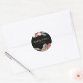 Marsala Black Floral Wedding Invitation Ronde Sticker (Envelop)