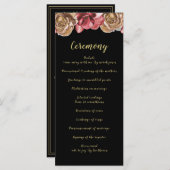 Marsala Black Floral Wedding Programme Programmakaart (Voorkant / Achterkant)