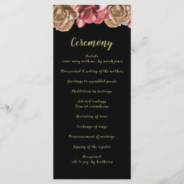 Marsala Black Floral Wedding Programme Programmakaart