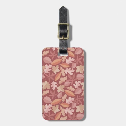Marsala bladerenpatroon bagagelabel (Voorkant verticaal)