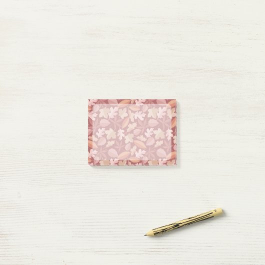 Marsala bladerenpatroon post-it® notes (Op bureau)