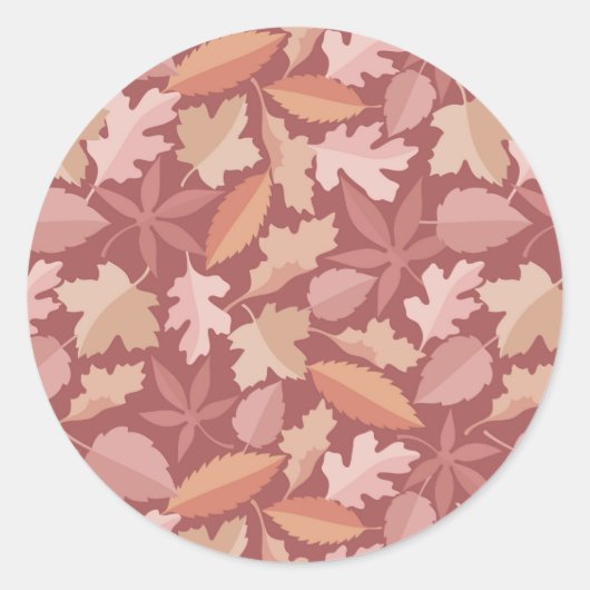 Marsala bladerenpatroon ronde sticker (Voorkant)