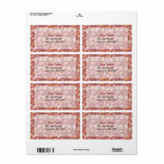 Marsala-bladpatroon Etiket (Full Sheet)