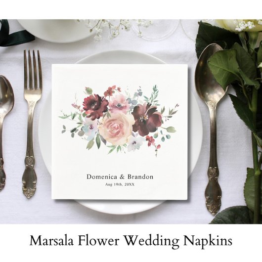 Marsala Bloem Bruiloft Servetten