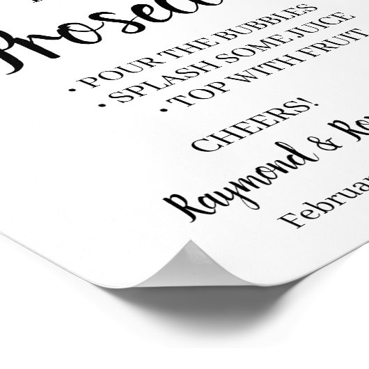 Marsala Bloem Prosecco BruidsShower Bord Poster (Hoek)