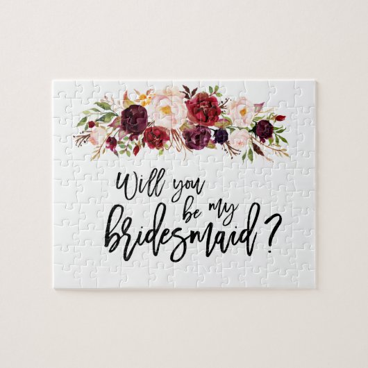 Marsala Bloemen | Bruidsmeisje Voorstel Puzzel (Horizontaal)