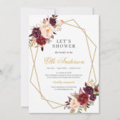 Marsala bloemen en goud geometrische blush roze kaart (Voorkant)