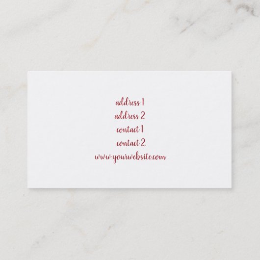 Marsala bloemen en piano muziek ontwerp visitekaartje (Achterkant)