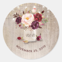 Marsala Bloemen Mason Jar Rustieke Bruiloft