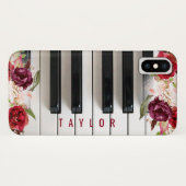 Marsala Bloemen Pianist Custom Naam Muziek Case-Mate iPhone Case (Achterkant (horizontaal))