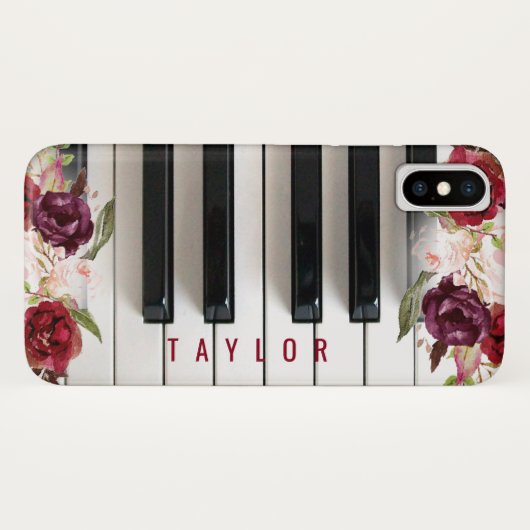Marsala Bloemen Pianist Custom Naam Muziek Case-Mate iPhone Case (Achterkant (horizontaal))
