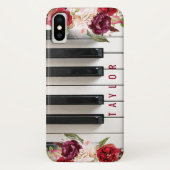 Marsala Bloemen Pianist Custom Naam Muziek Case-Mate iPhone Case (Achterkant)