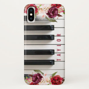 Marsala Bloemen Pianist Custom Naam Muziek Case-Mate iPhone Case