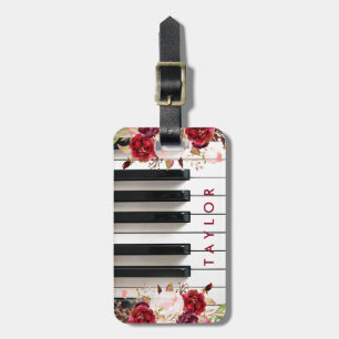 Marsala Bloemen Piano Design Bagagelabel
