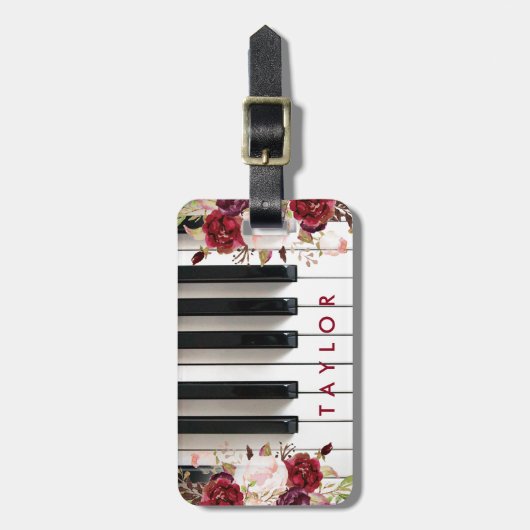 Marsala Bloemen Piano Design Bagagelabel (Voorkant verticaal)