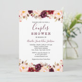 Marsala Bloemen Rode Bourgondische koppels Douche Kaart (Staand voorkant)