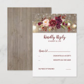 Marsala Bloemen Rustieke bruiloft RSVP Kaartje (Voorkant / Achterkant)