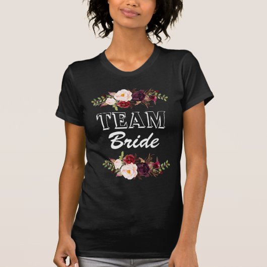 Marsala Bloemen Team Bruid T-Shirt (Voorkant)