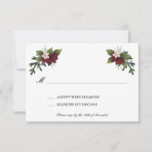 Marsala Bloemen Winter Bruiloft RSVP Kaart (Voorkant)