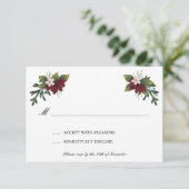 Marsala Bloemen Winter Bruiloft RSVP Kaart (Staand voorkant)