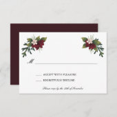 Marsala Bloemen Winter Bruiloft RSVP Kaart (Voorkant / Achterkant)