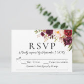 Marsala Bloemenbruiloft RSVP Kaarten met Song Choi (Staand voorkant)