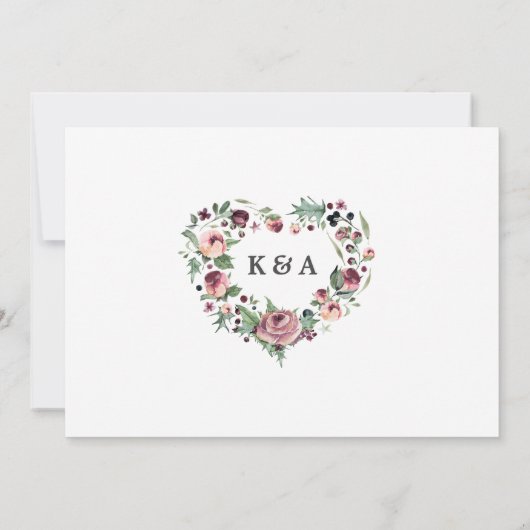 Marsala Bloemenkrans verloving Kaart (Achterkant)