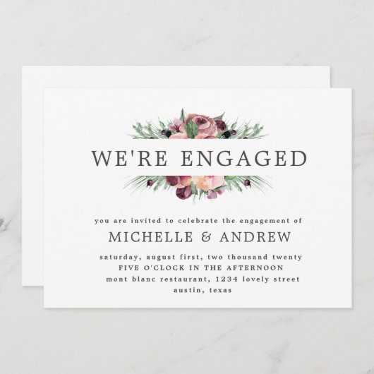 Marsala Bloemenkrans verloving Kaart (Voorkant / Achterkant)