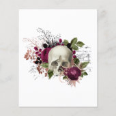 Marsala Bloemenskelet Halloween Gotische Bruiloft Flyer (Achterkant)