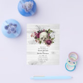 Marsala Bloemenskelet Halloween Gotische Bruiloft Flyer (Enkel)