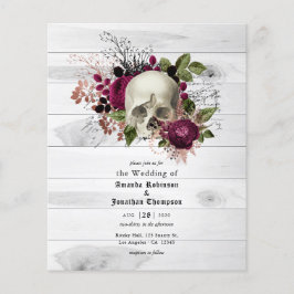 Marsala Bloemenskelet Halloween Gotische Bruiloft Flyer
