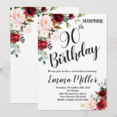 Marsala Bloemenverrassing 90ste verjaardag Kaart (Voorkant / Achterkant)