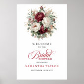 Marsala Bloemige Eucalyptus Bruidsdiner Welkom Poster (Voorkant)