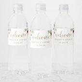 Marsala Bloemige Trouw Welkom Waterfles Label Waterfles Etiket (Flessen)