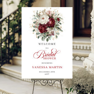 Marsala Bloemrijke Eucalyptus Gouden Bruids Welkom Poster