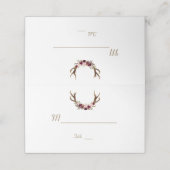 Marsala Bloemrijke Geweien Navy Blauwe Herfst Tafe Plaatskaartje (Buitenkant ongevouwen)