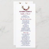 Marsala Bloemrijke Geweien Navy Blauwe Huwelijkspr Programmakaart (Voorkant / Achterkant)