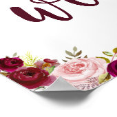 Marsala Bloemrijke Geweien Welkom Bij Onze Bruilof Poster (Hoek)