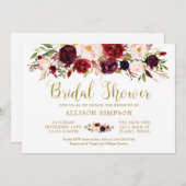 Marsala Bloemrijke Herfst Gouden Bruidsdouchekaart Kaart (Voorkant / Achterkant)