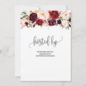 Marsala Blush Bloemen Bruids Douche Uitnodiging (Achterkant)