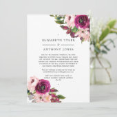 Marsala & Blush Bloemen Bruiloft Ingekorte Gastlij Aankondiging (Staand voorkant)