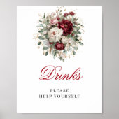 Marsala Blush Burgundy Dranken Bruiloftsborrel Bor Poster (Voorkant)